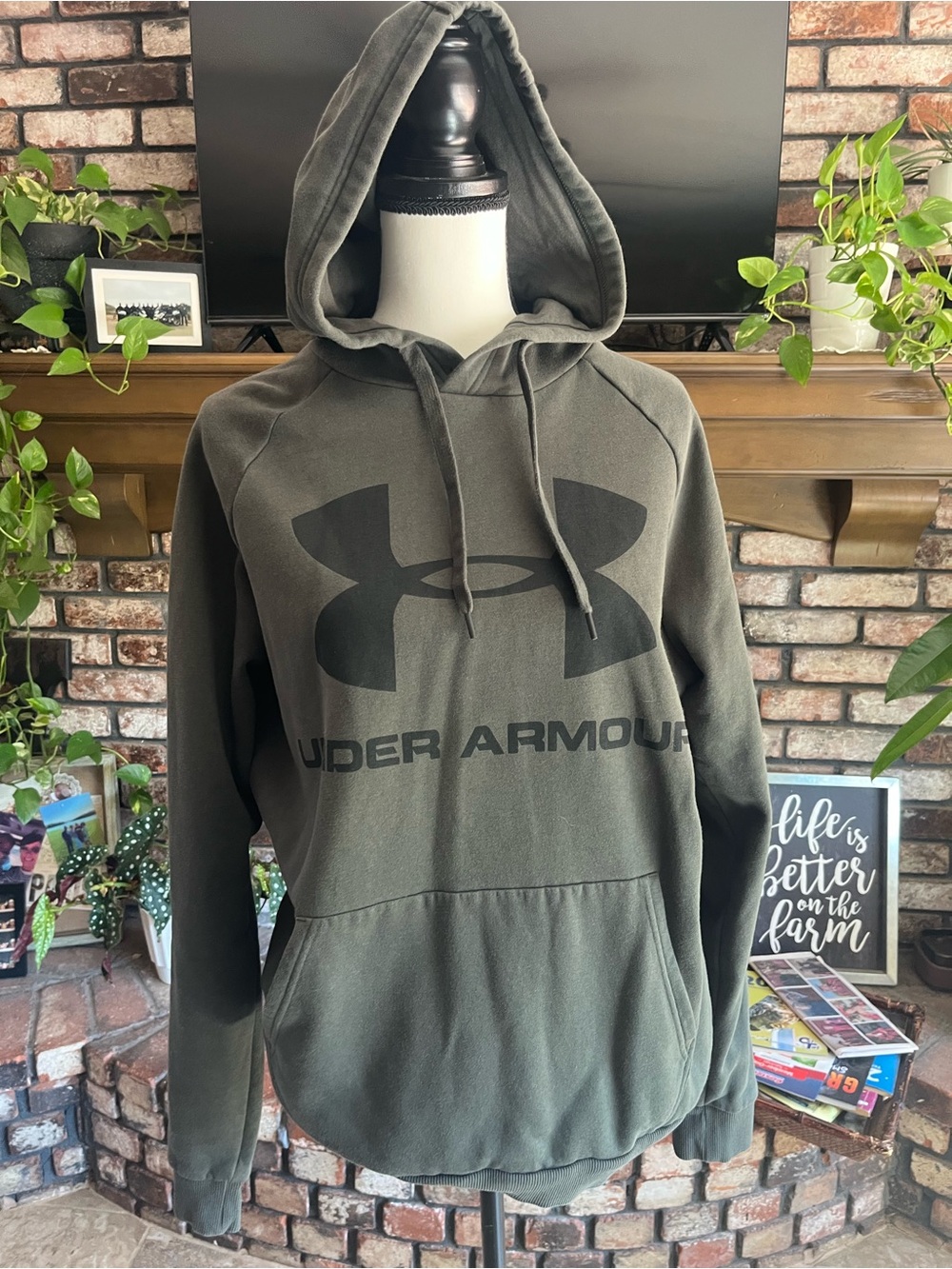 LG Men's Olive Green Hoodie Sweater with Logo